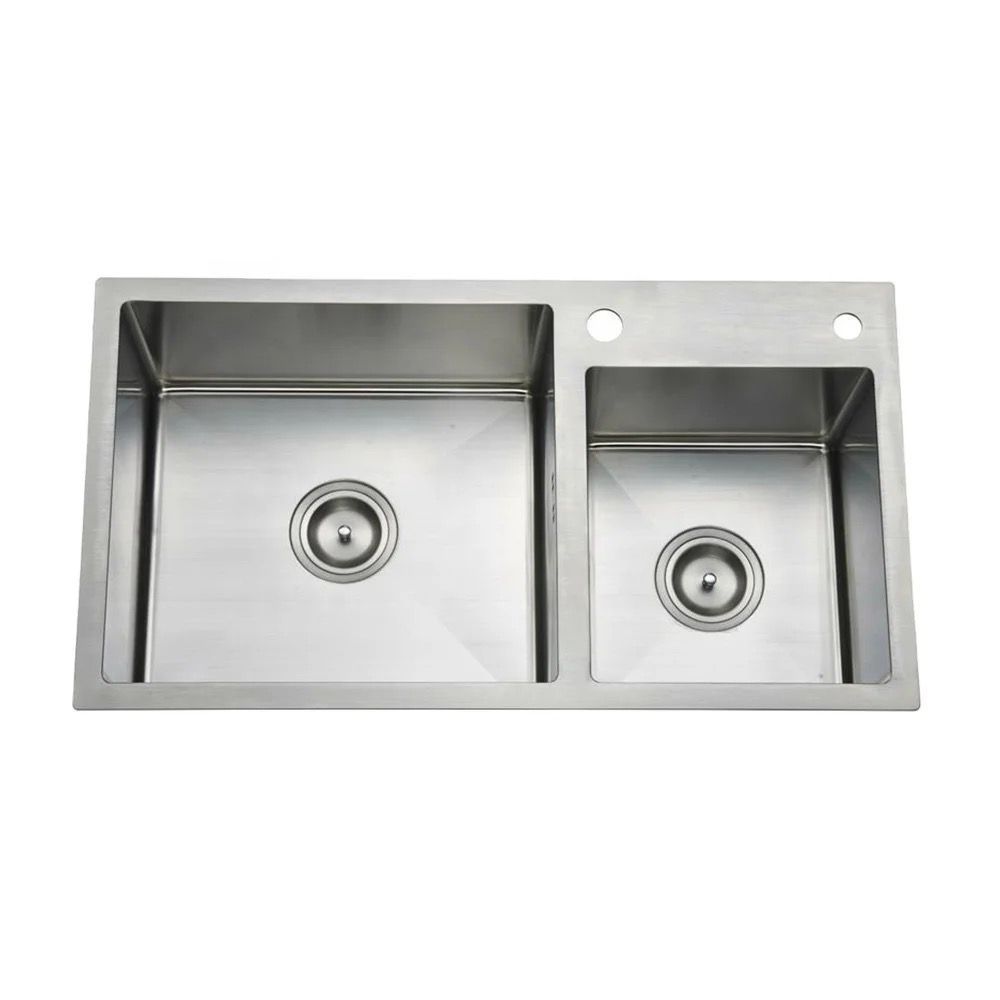 304 Stainless Steel Double Bowls Kitchen Sink with Drain Basket