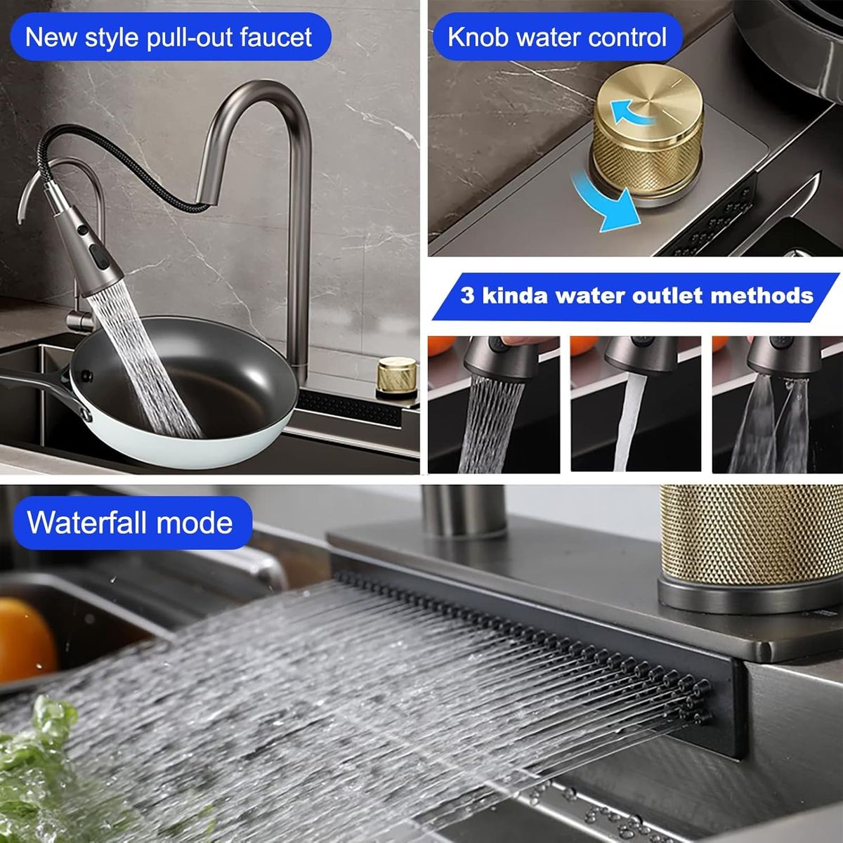 304 Stainless steel Kitchen Sink, Multifunctional Drop in large Sink