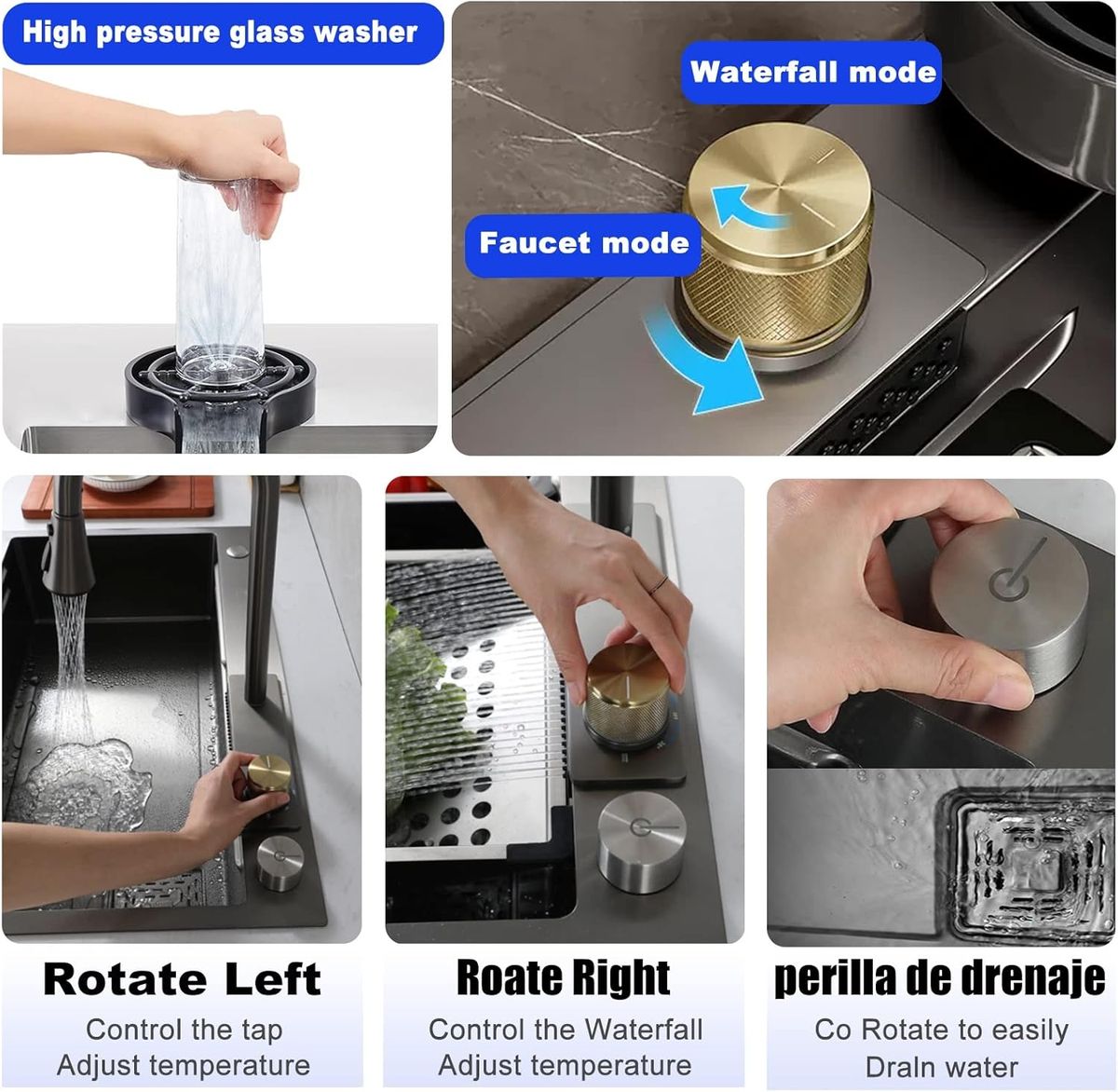 304 Stainless steel Kitchen Sink, Multifunctional Drop in large Sink