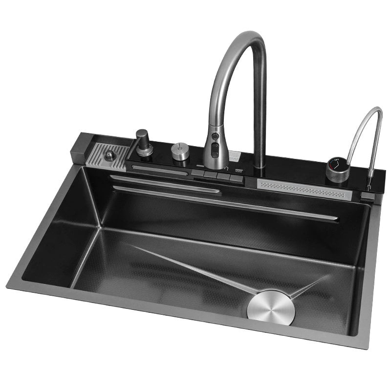 Kitchen Sink with Double Waterfall & Piano Key Design Control Button