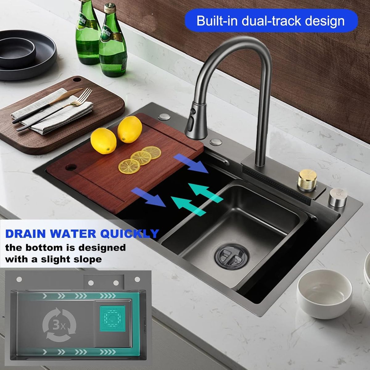 304 Stainless steel Kitchen Sink, Multifunctional Drop in large Sink